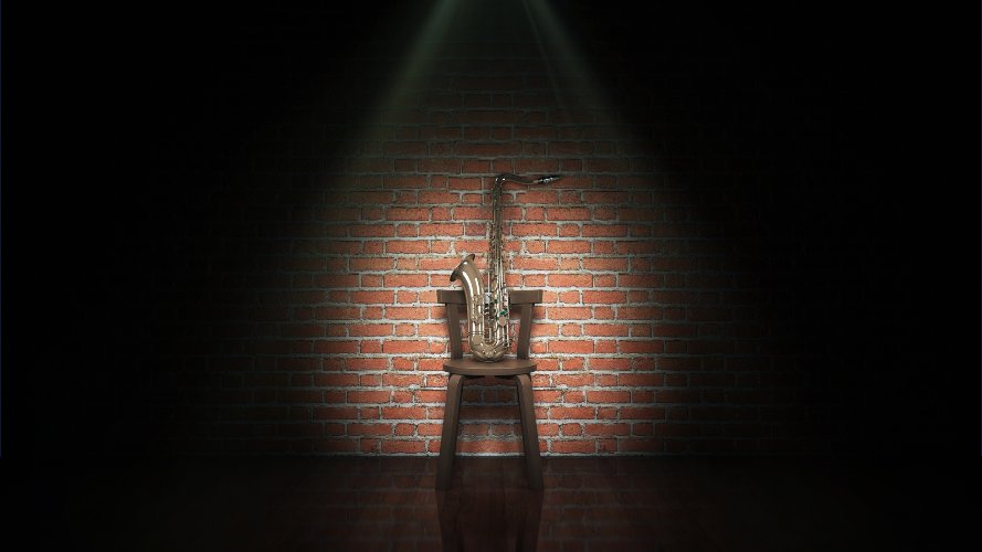 saxophone in empty room