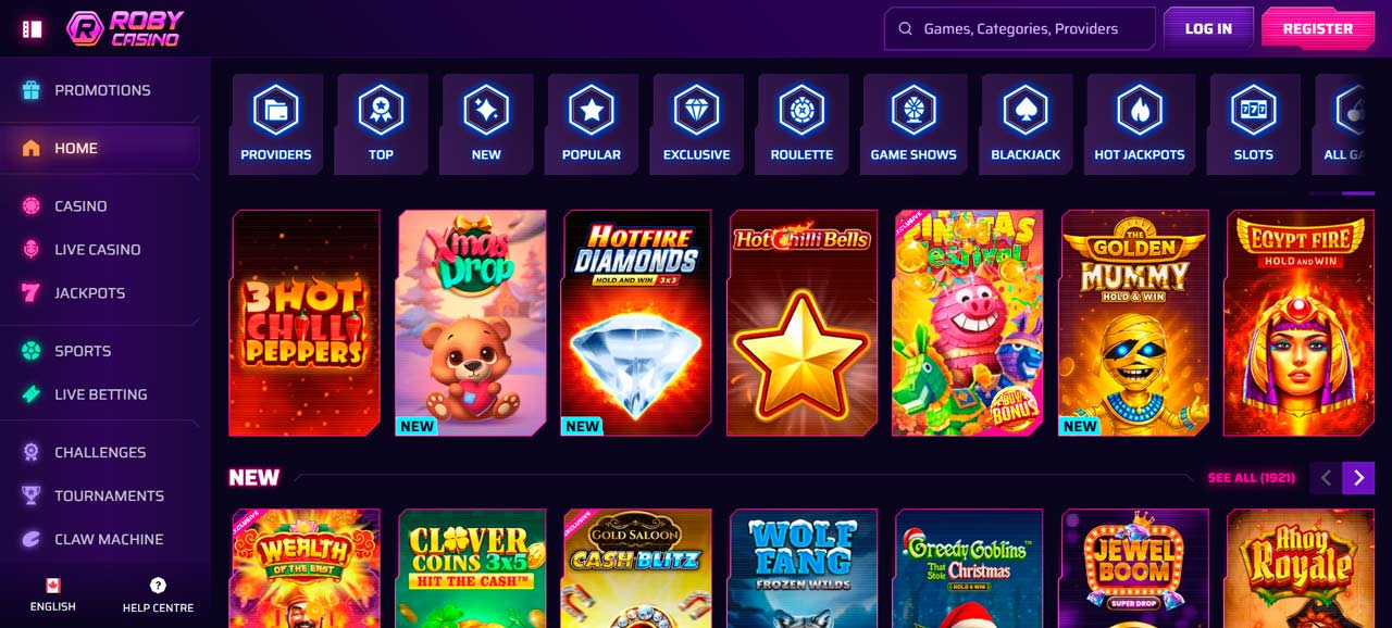Roby Casino screen