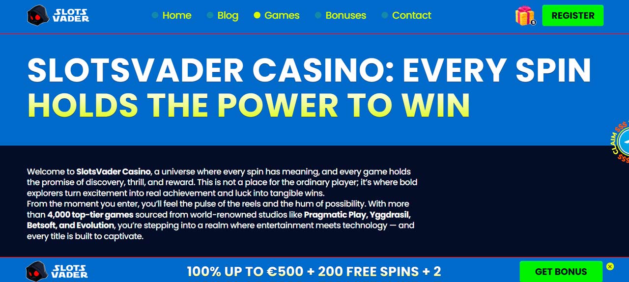 Slots Vader Casino screen